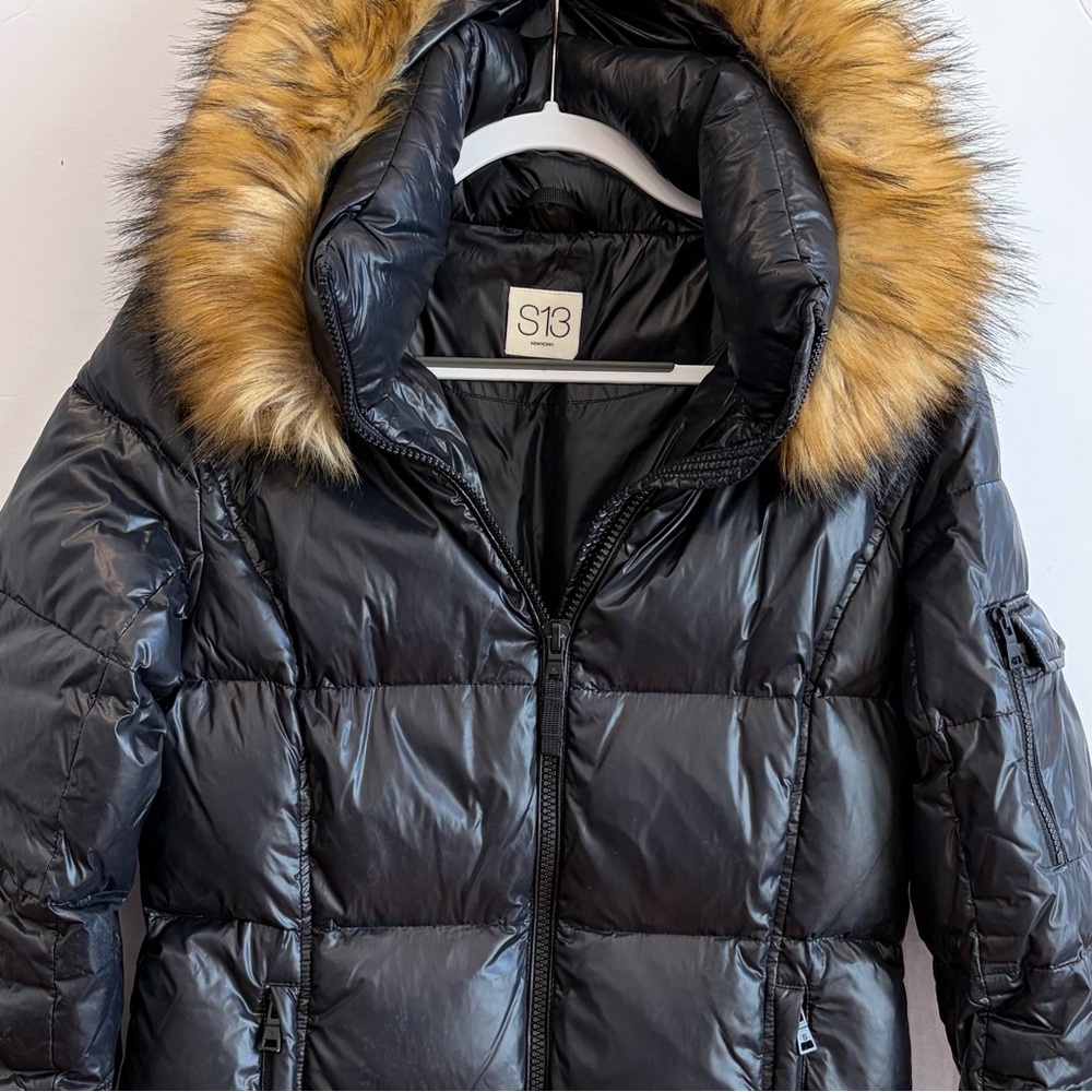 S13 (NYC) Kylie Glossy Black Puffer Coat Women's Size Large